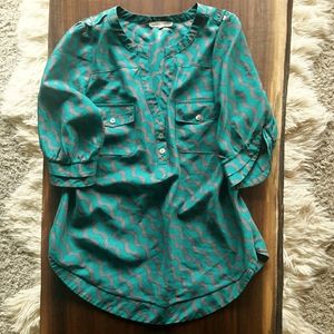 Turquoise short sleeve blouse